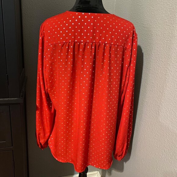 Faded Glory Blouse Womens XL 16-18 Red Peasant Silver Accents Tassels Boho - Picture 8 of 9